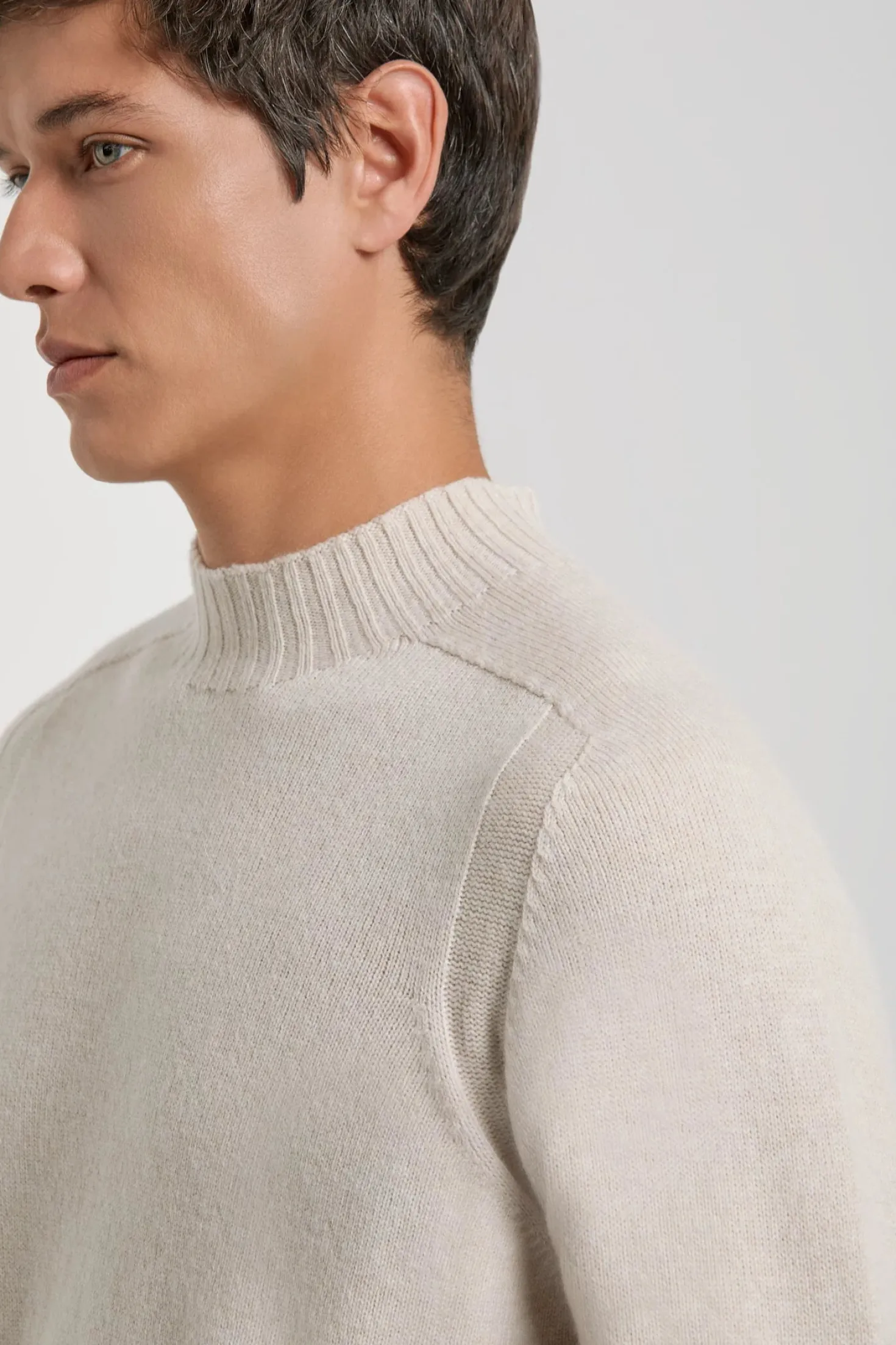 Pull à col montant sable - Made in Italy