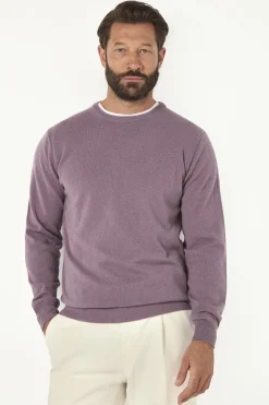 Pull col rond en cachemire prune – Made in Italy