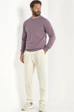 Pull col rond en cachemire prune – Made in Italy