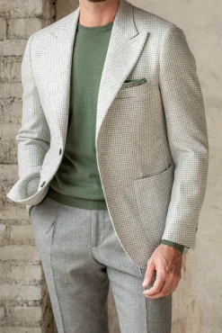 Pull col rond en cachemire vert – Made in Italy