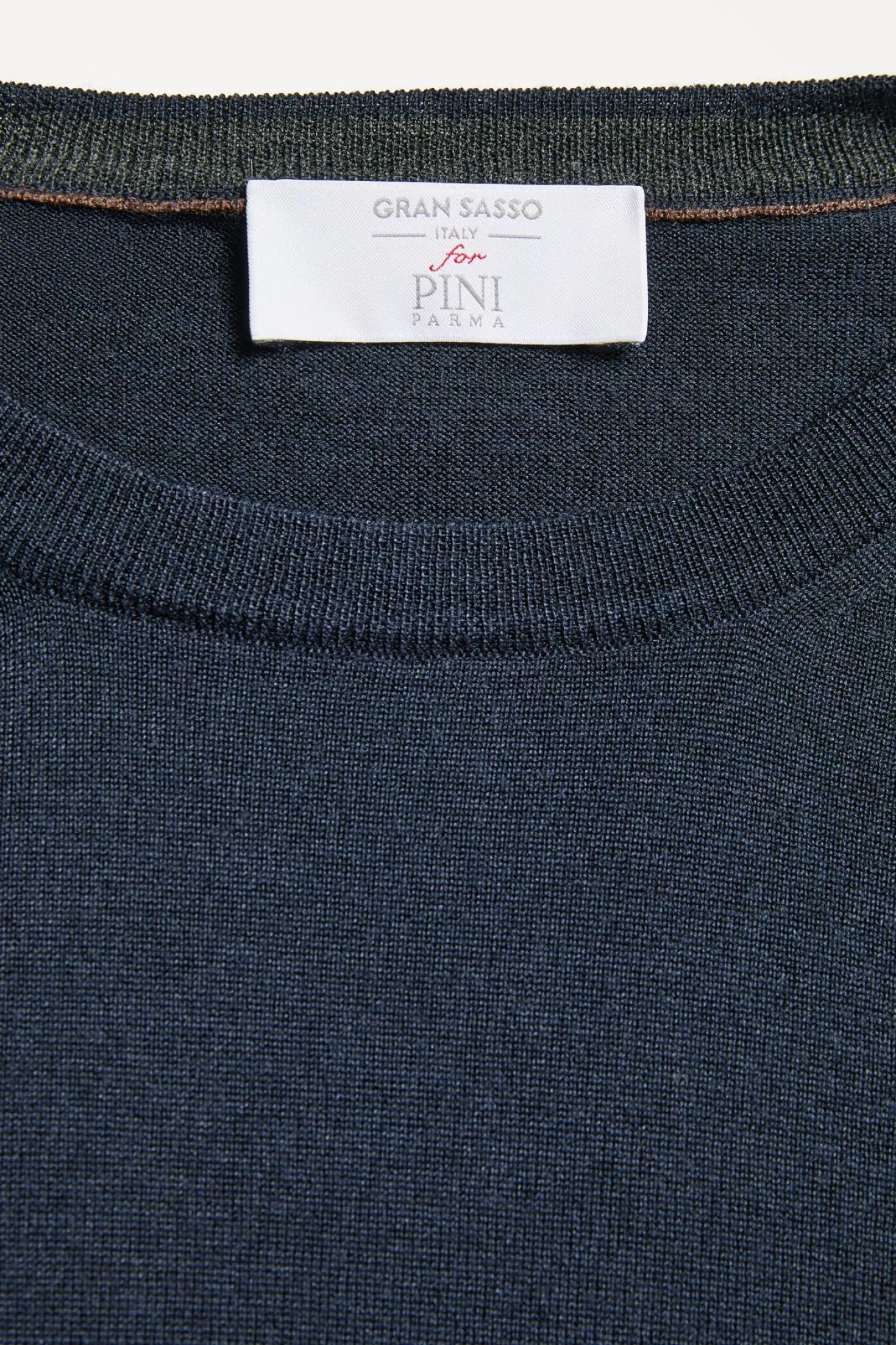 Pull col rond en laine et soie bleu - Made in Italy