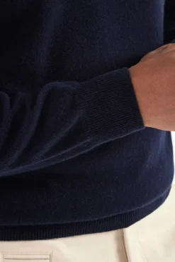 Pull col roulé en cachemire bleu – Made in Italy