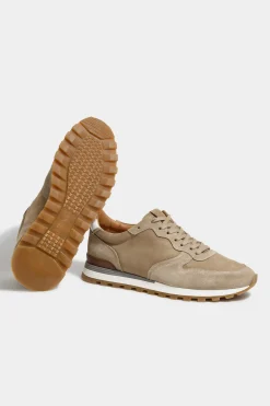 Runners en nubuck et daim beige - Made in Italy