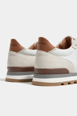 Runners en nubuck et daim Blanc cassé - Made in Italy