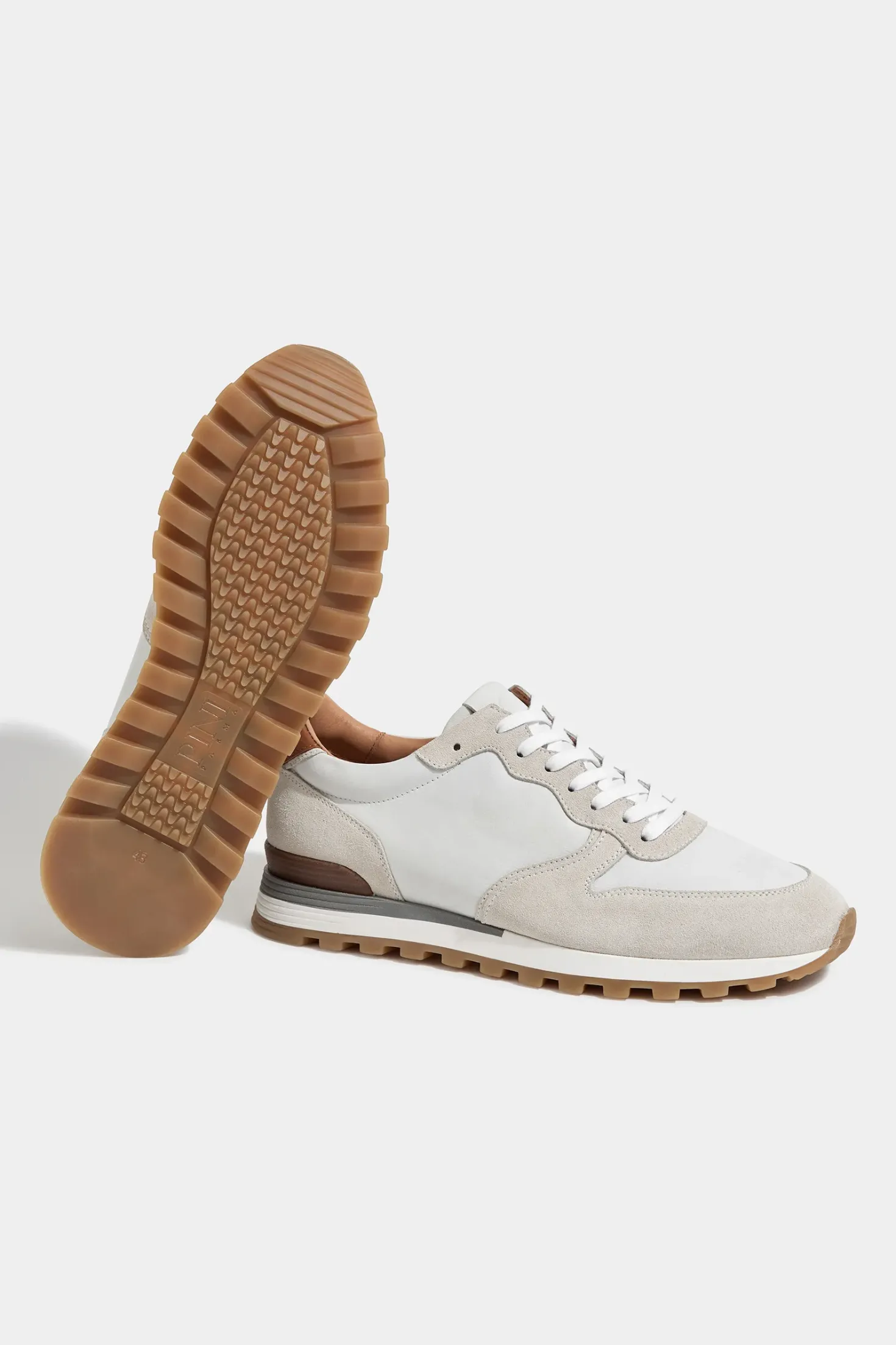 Runners en nubuck et daim Blanc cassé - Made in Italy