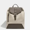 Sac à dos en toile et cuir sable - Made in Italy