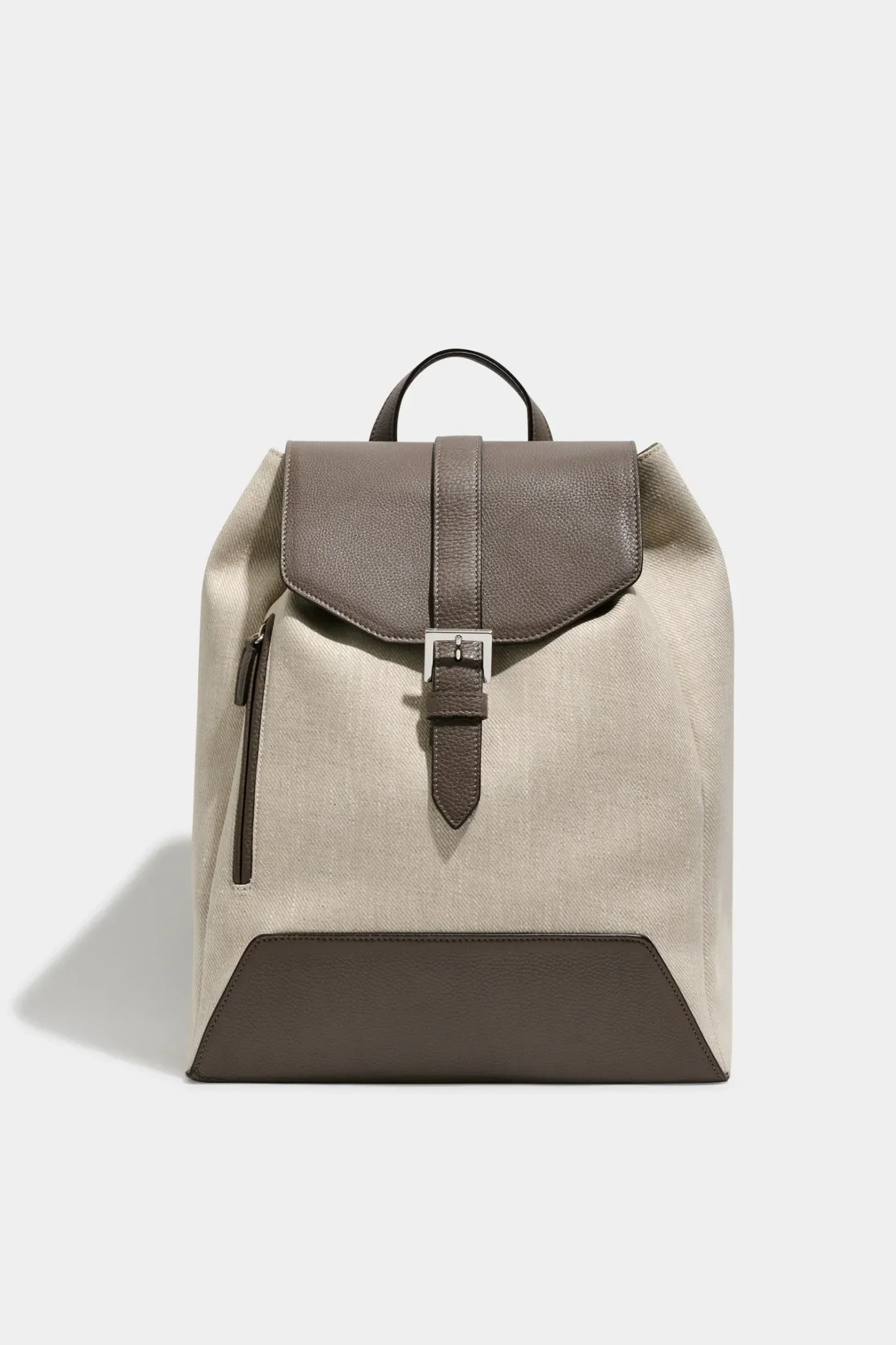 Sac à dos en toile et cuir sable - Made in Italy