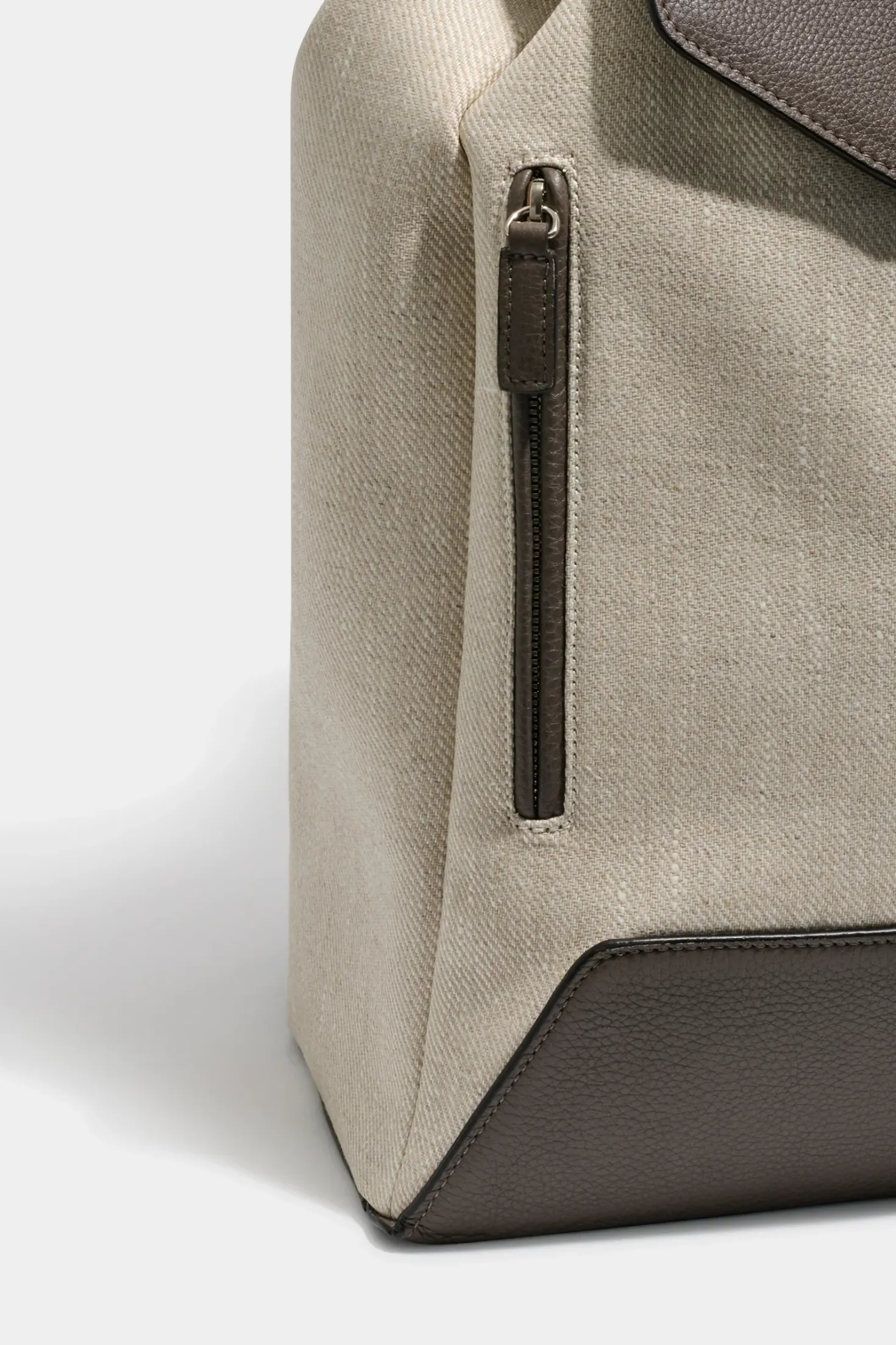 Sac à dos en toile et cuir sable - Made in Italy