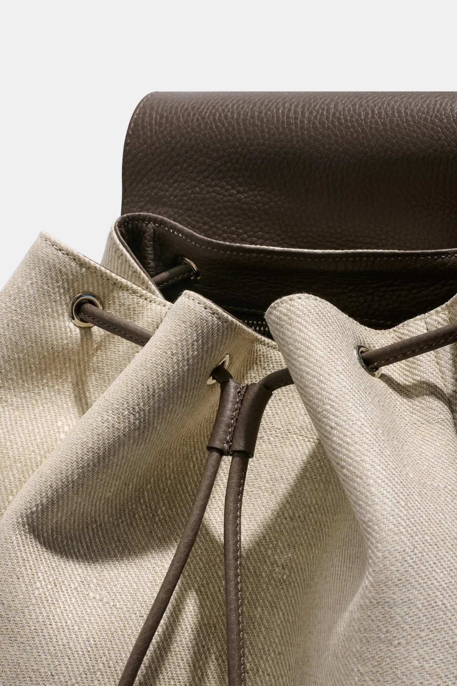 Sac à dos en toile et cuir sable - Made in Italy