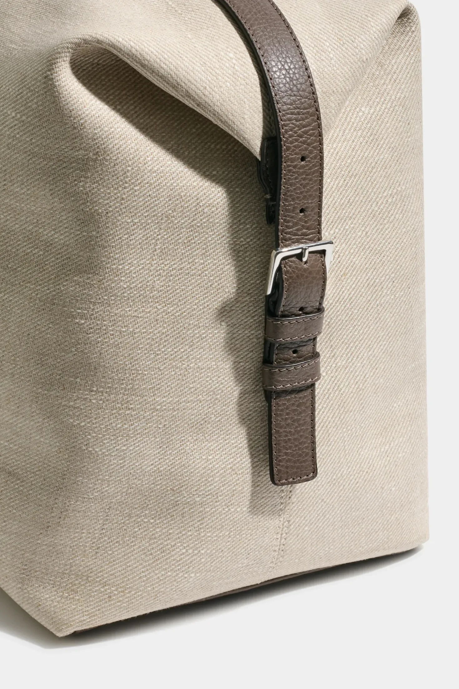 Sac week-end en toile et cuir sable - Made in Italy