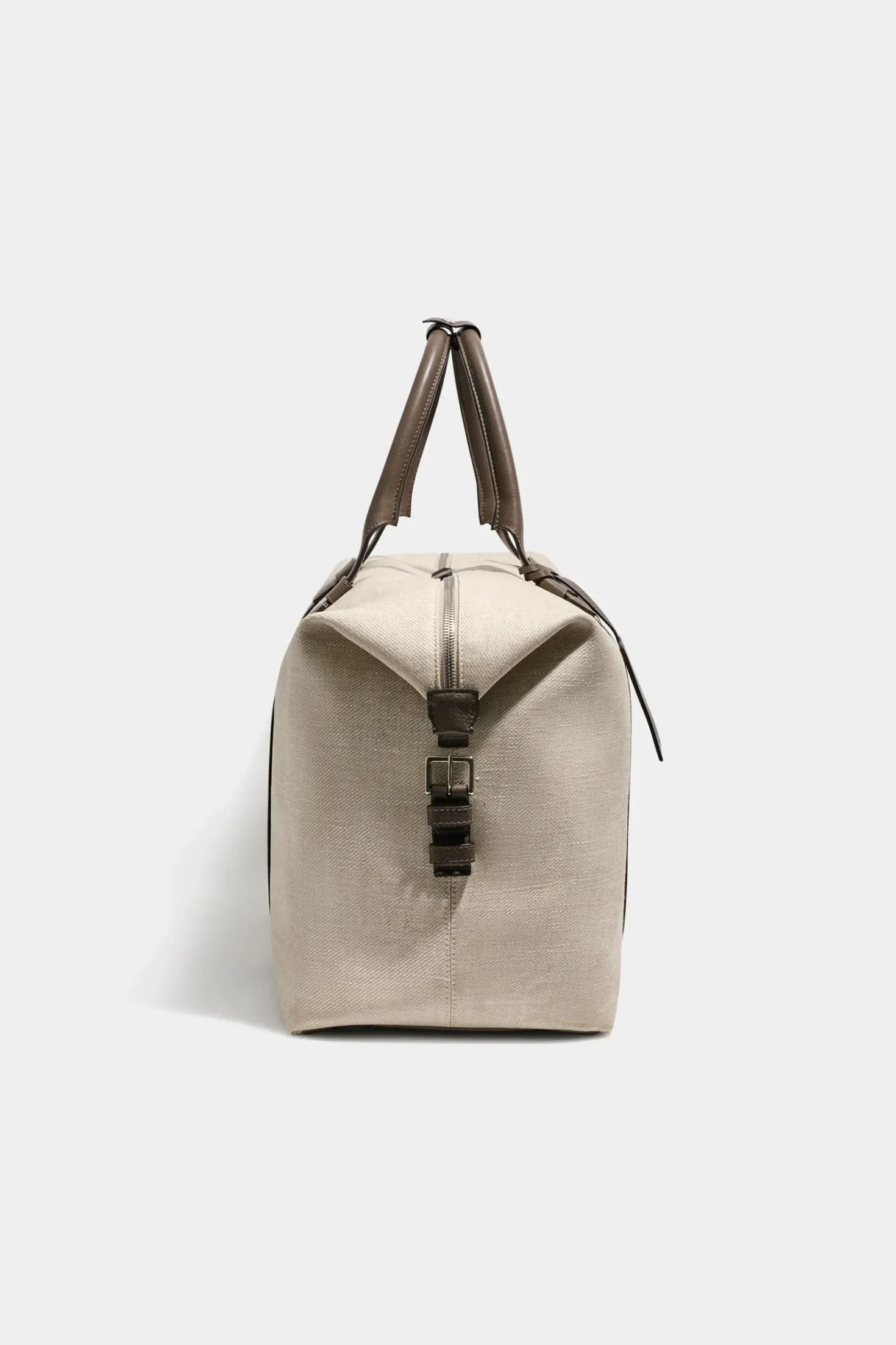 Sac week-end en toile et cuir sable - Made in Italy