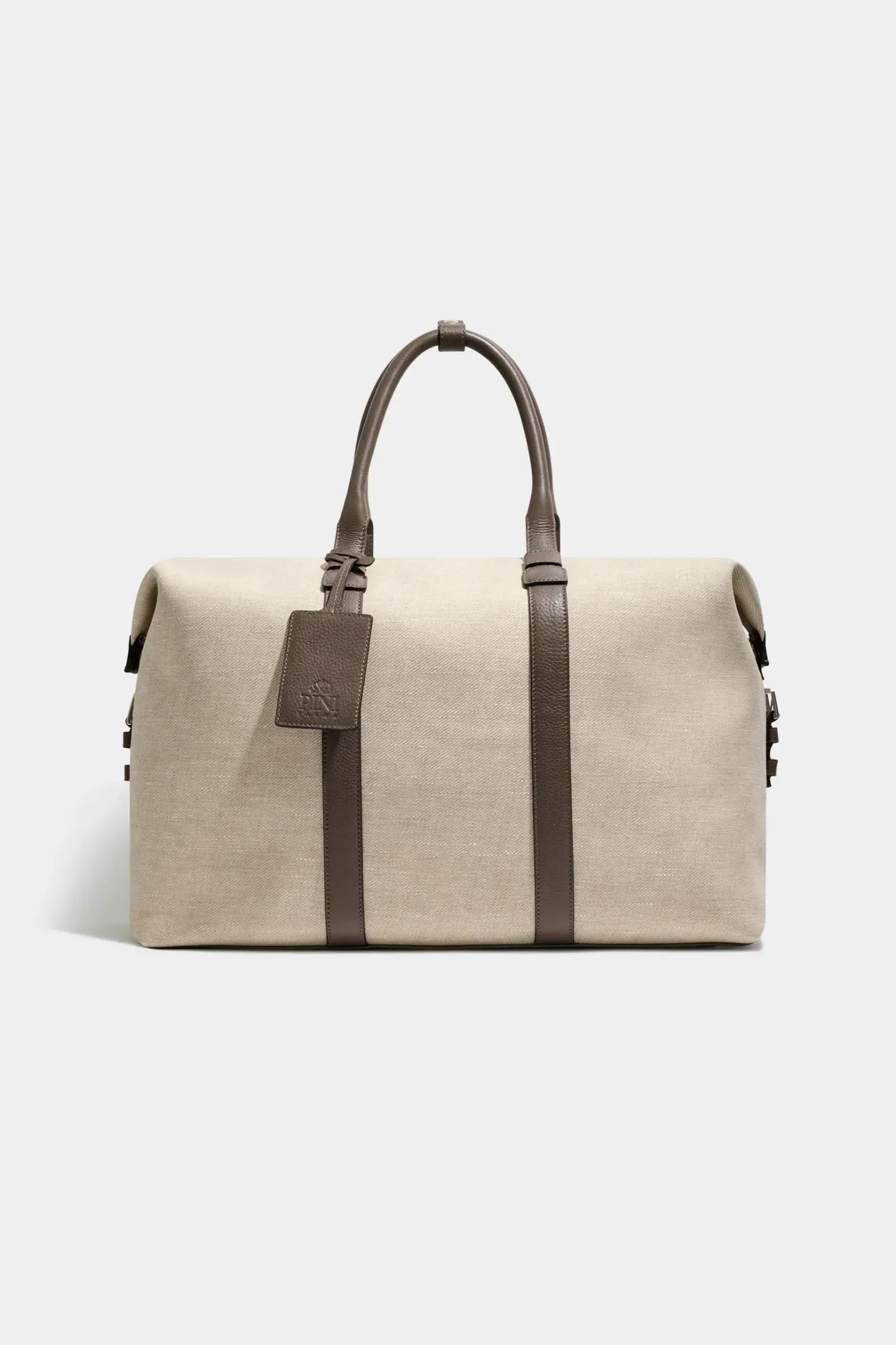 Sac week-end en toile et cuir sable - Made in Italy