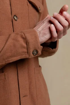 Safari jacket en flanelle Super 180s rouille – Made in Italy