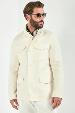 Saharienne en mélange de lin blanc - Made in Italy