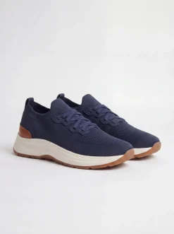 Sneakers bleu océan en maille - Made in Italy