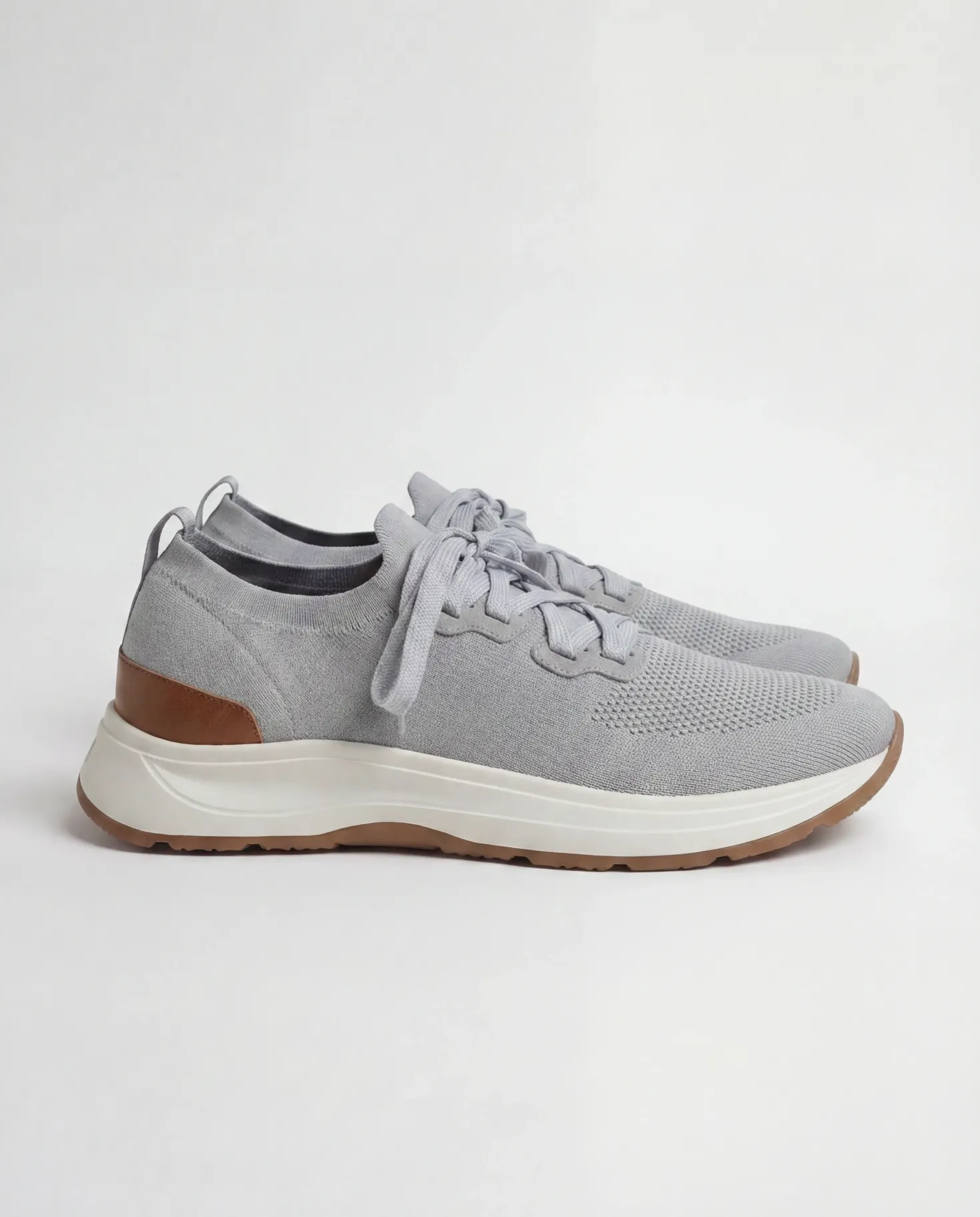 Sneakers gris clair en maille - Made in Italy