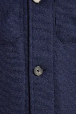 Surchemise bleue en laine et cachemire - Made in Italy