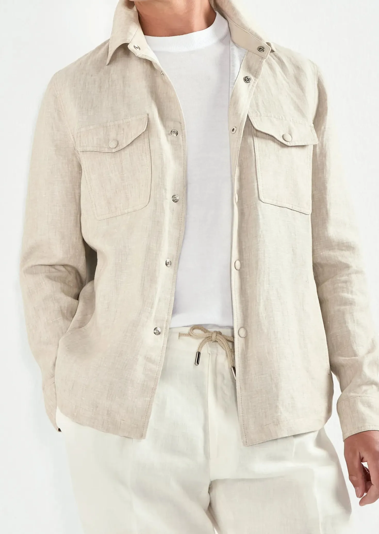 Surchemise en lin beige - Made in Italy