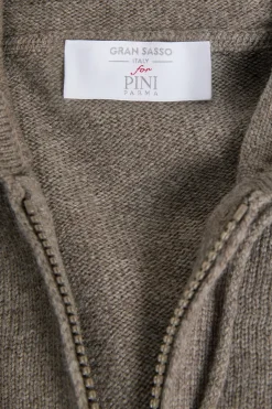 Sweat à capuche en maille taupe - Made in Italy