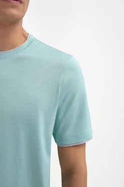T-shirt en coton menthe avec détail au col - Made in Italy