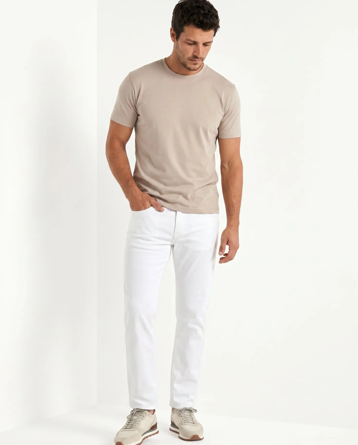 T-shirt en jersey taupe - Made in Italy