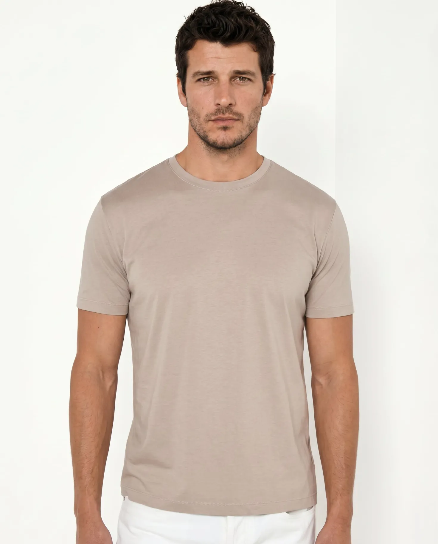T-shirt en jersey taupe - Made in Italy