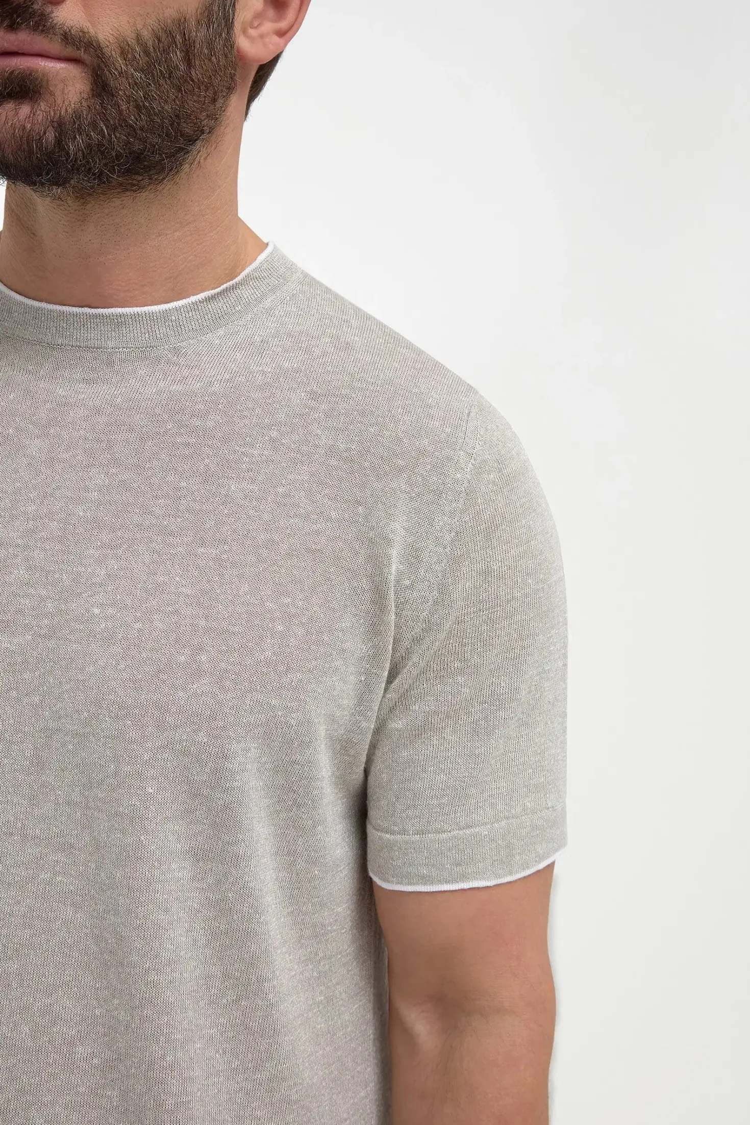 T-shirt en lin et coton sable - Made in Italy