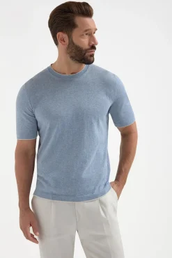 T-shirt en maille Bleu clair - Made in Italy
