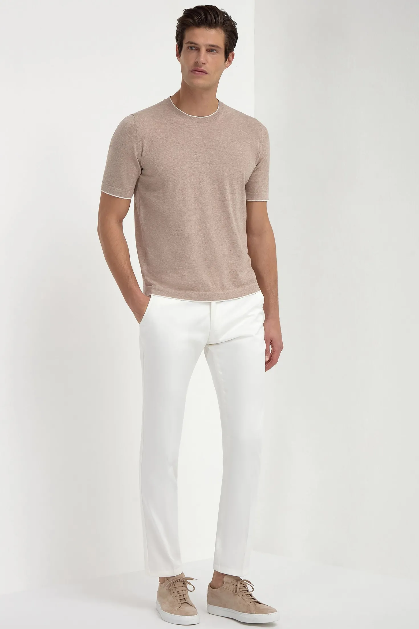 T-shirt en maille taupe - Made in Italy