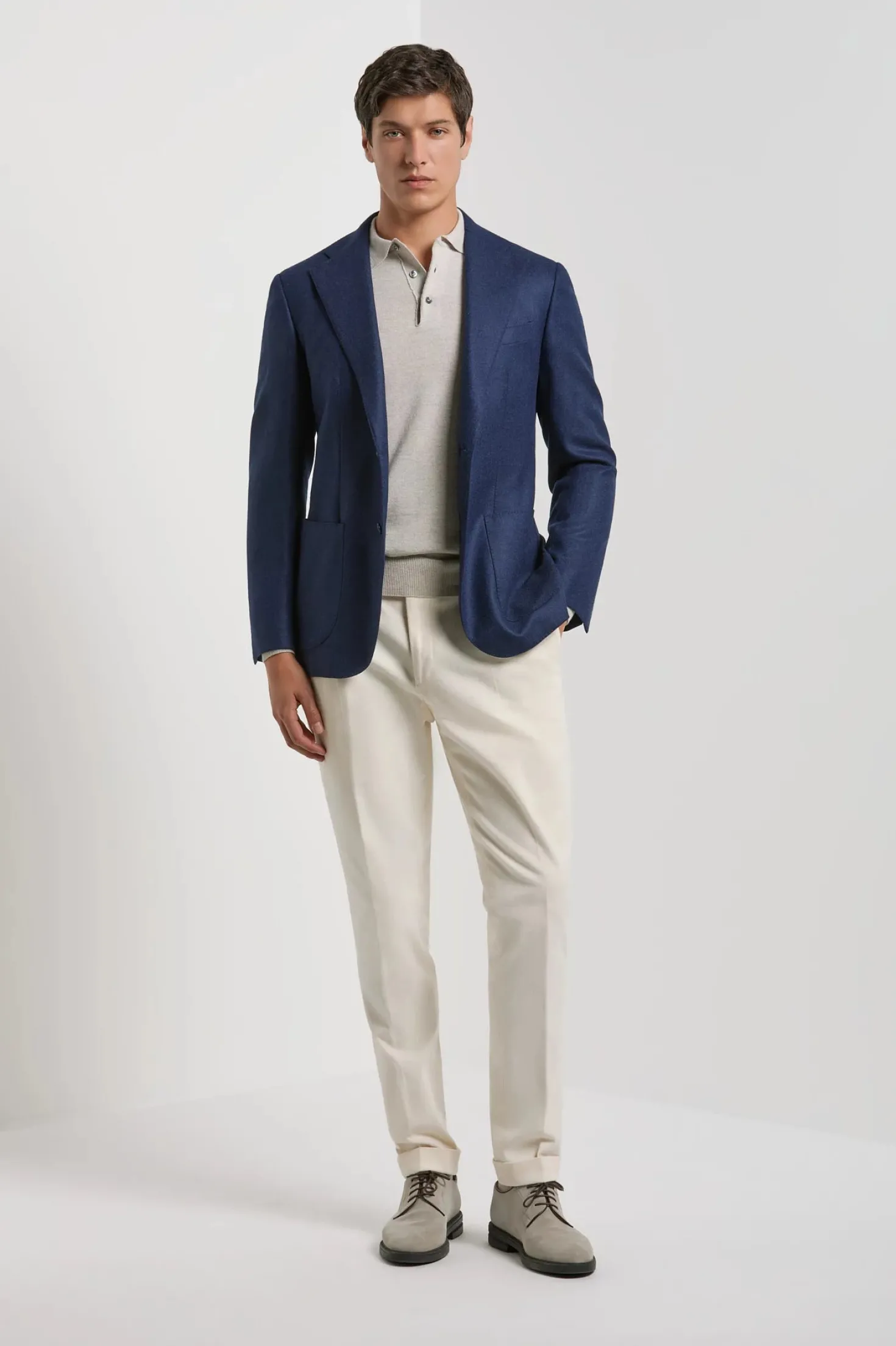 Veste bleue en laine et cachemire - Made in Italy