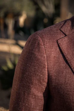 Veste bordeaux en lin et laine - Made in Italy