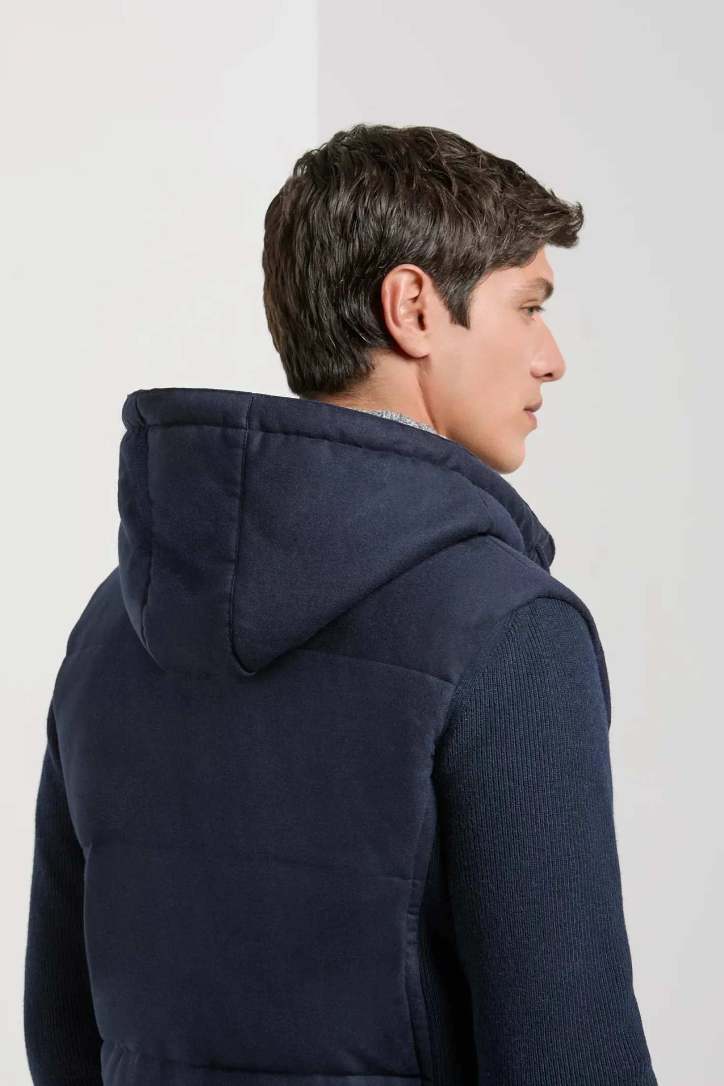 Veste à capuche en flanelle et maille bleue - Made in Italy