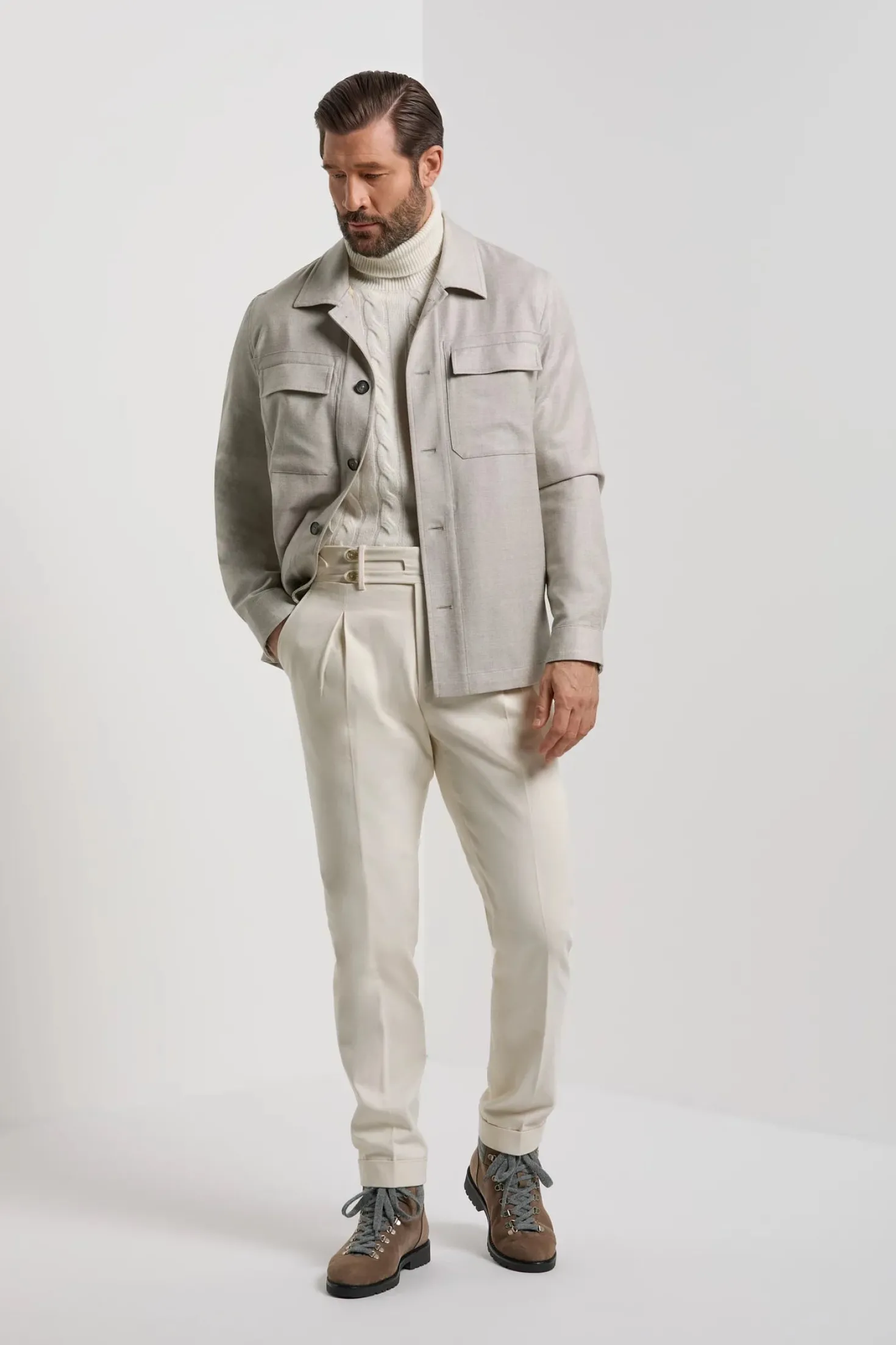 Veste-chemise beige - Made in Italy