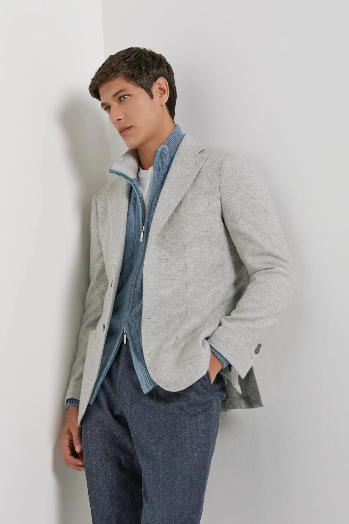 Veste à chevrons gris clair - Made in Italy