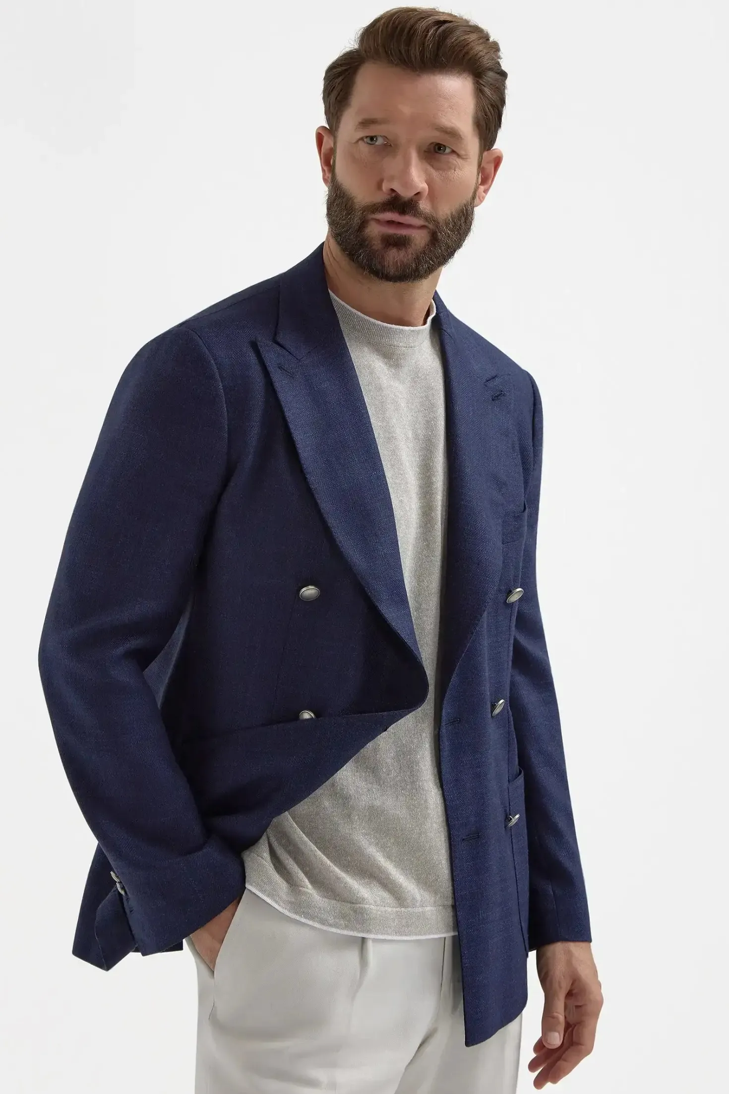veste croisée en chevrons bleue - Made in Italy