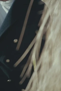 Veste croisée en jersey bleu marine - Made in Italy