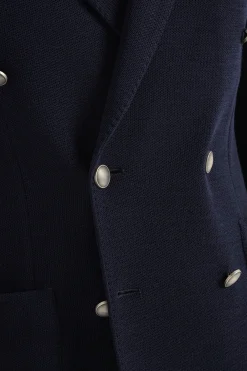 Veste croisée en jersey bleu - Made in Italy