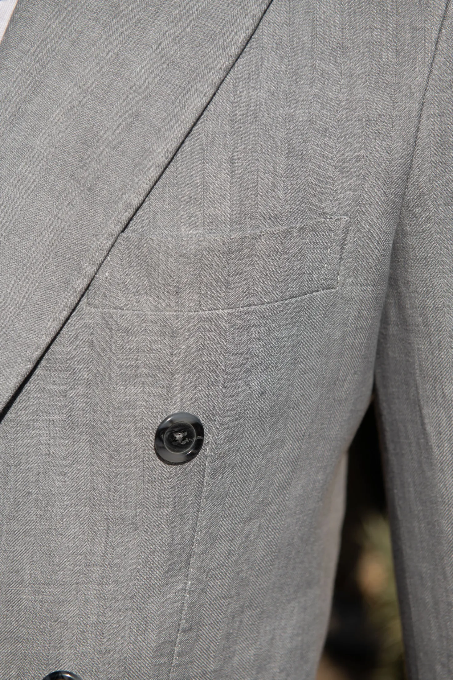 Veste croisée en lin Gris clair à chevrons - Made in Italy