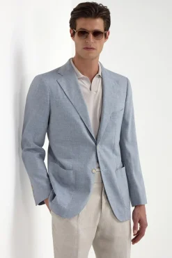 Veste en laine et lin bleu clair - Made in Italy