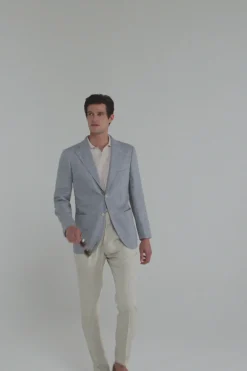 Veste en laine et lin bleu clair - Made in Italy