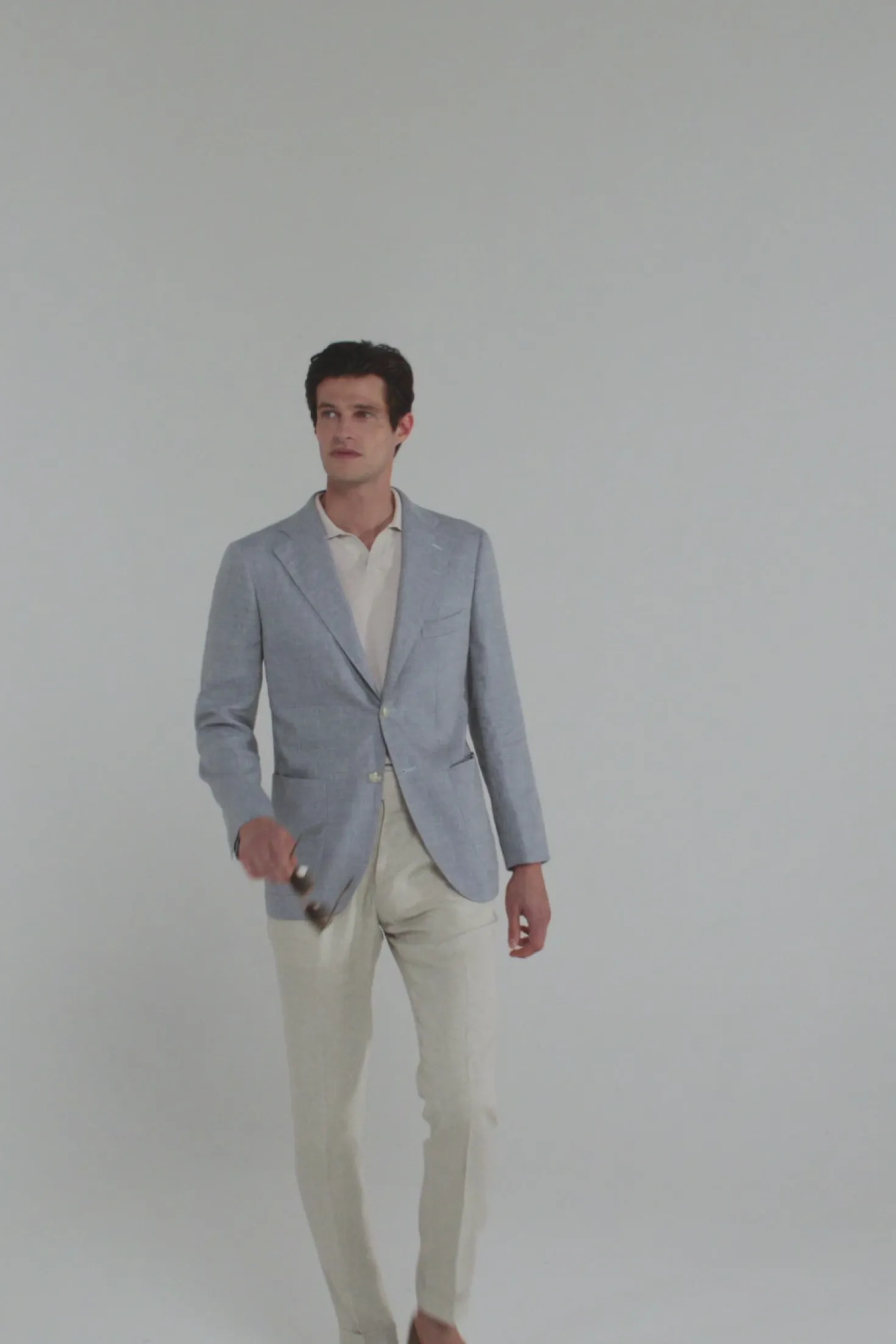 Veste en laine et lin bleu clair - Made in Italy