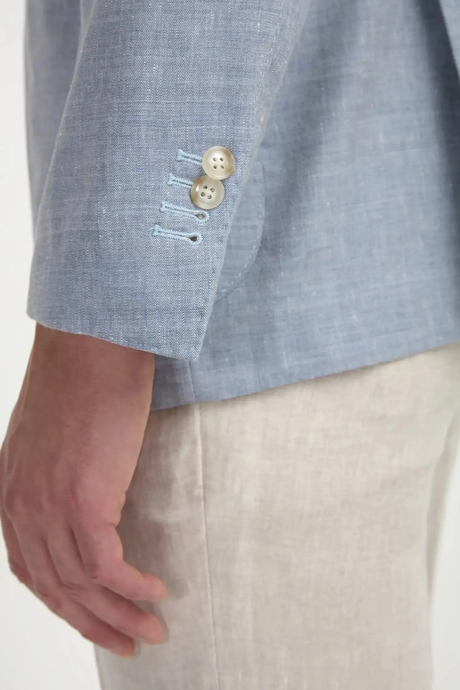Veste en laine et lin bleu clair - Made in Italy