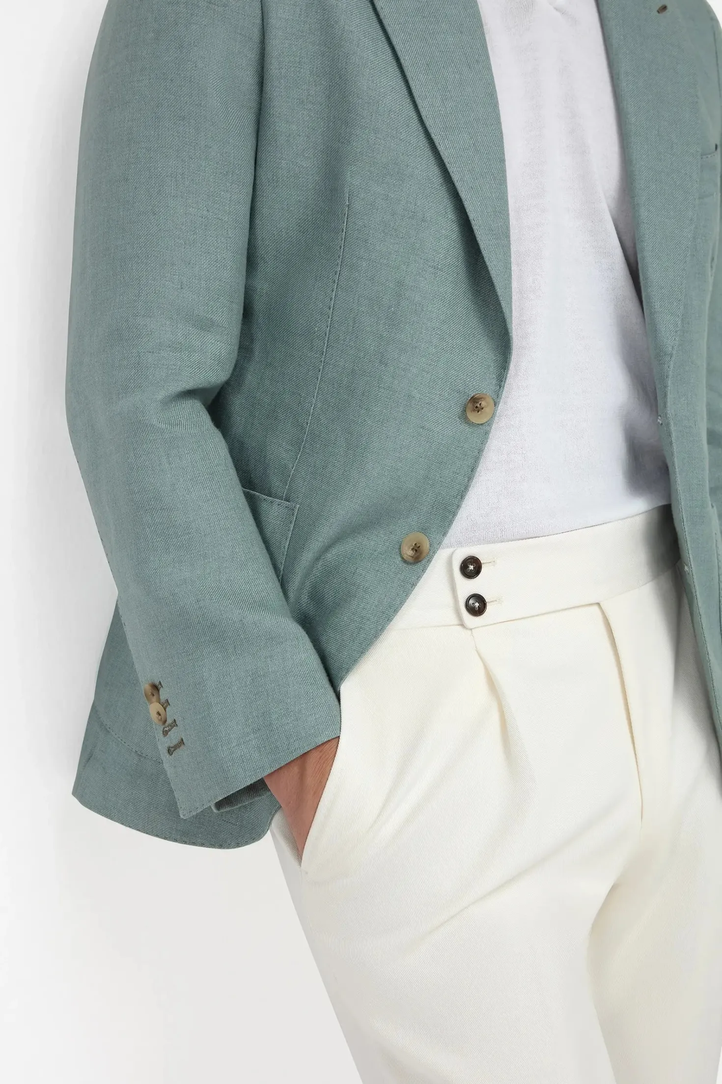 Veste en lin vert d’eau - Made in Italy