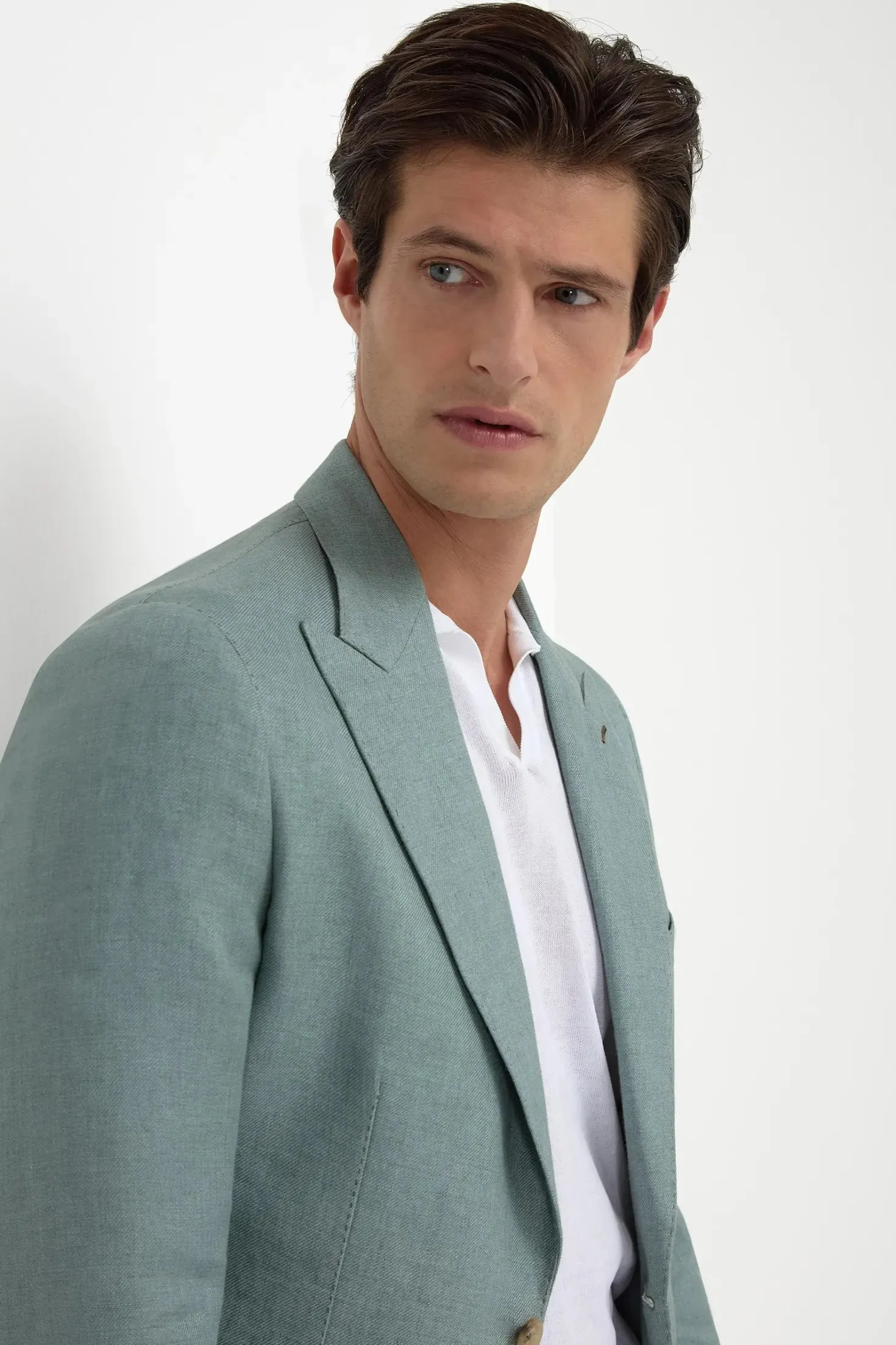 Veste en lin vert d’eau - Made in Italy