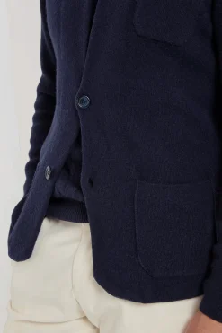 Veste en maille bleue - laine et cachemire - Made in Italy