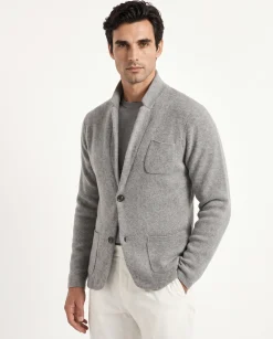 Veste en maille grise – laine et cachemire – Made in Italy