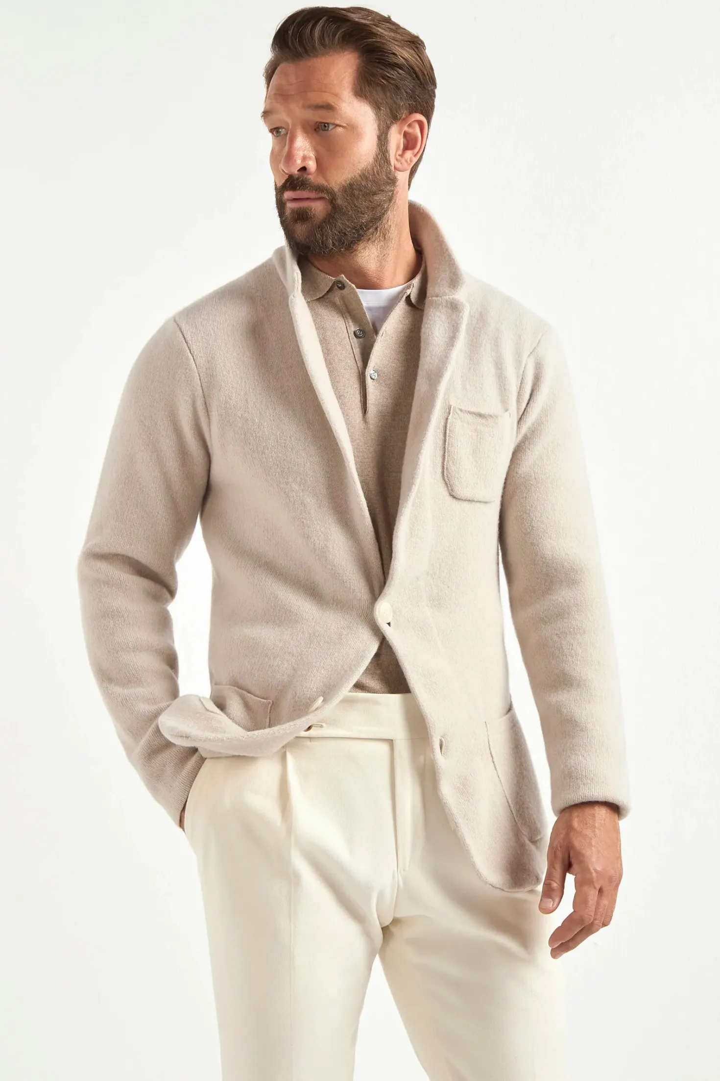 Veste en maille Stone – laine et cachemire – Made in Italy