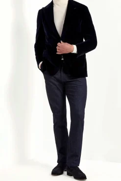 Veste en velours bleu marine - Made in Italy