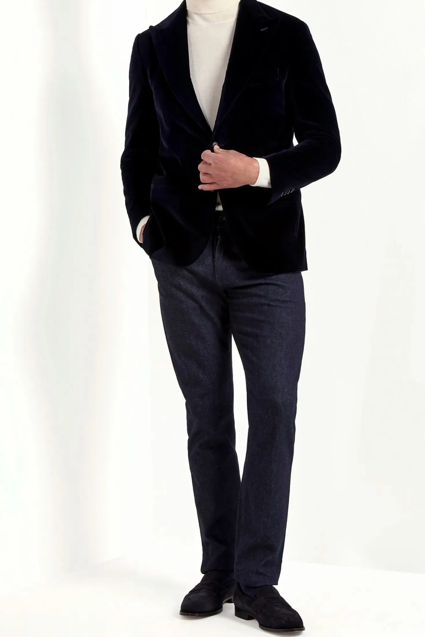Veste en velours bleu marine - Made in Italy