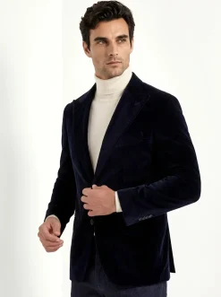 Veste en velours bleu marine - Made in Italy